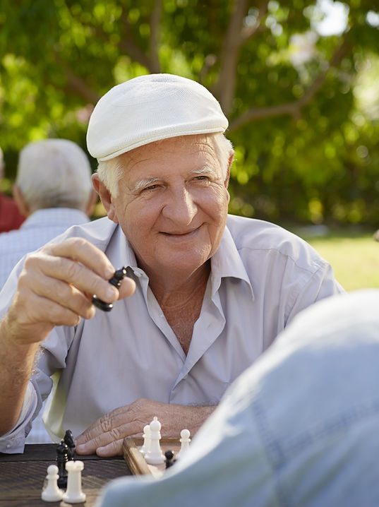 Residents playing chess together